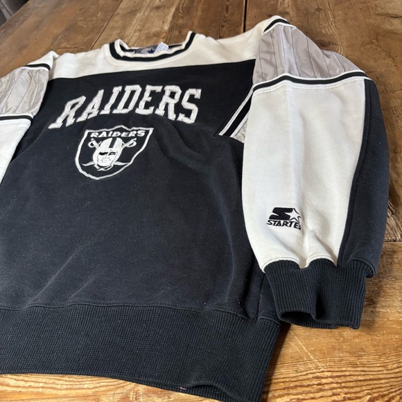 Vintage STARTER Los Angeles Raiders Crewneck Sweatshirt NFL Football - Picture 3 of 10